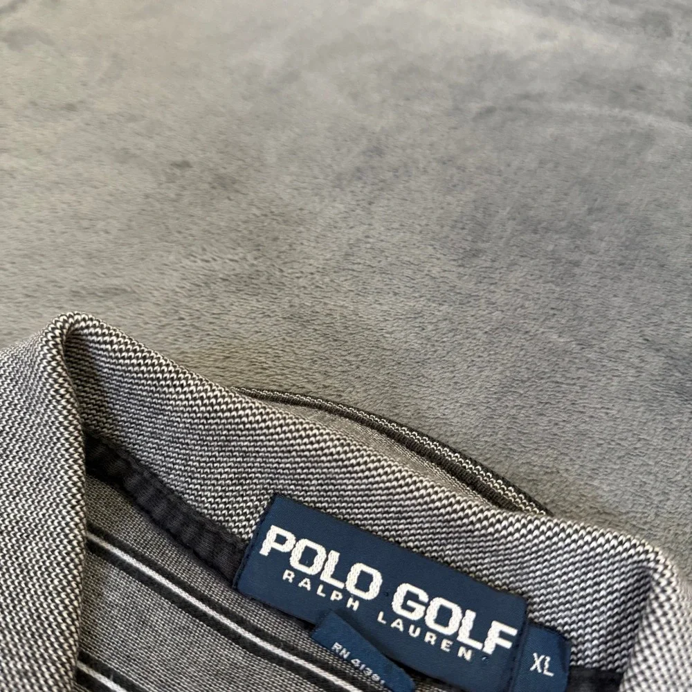 Polo Golf Ralph Lauren Polo Shirt Mens Extra Large Gray Black Striped Cotton